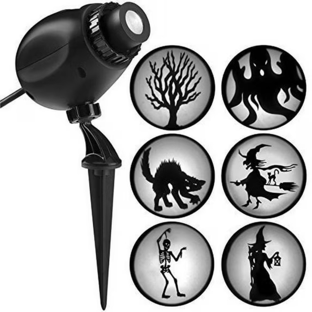 6 Silhouette Projection- Multi-Function White Led Multi-Design Halloween Outdoor